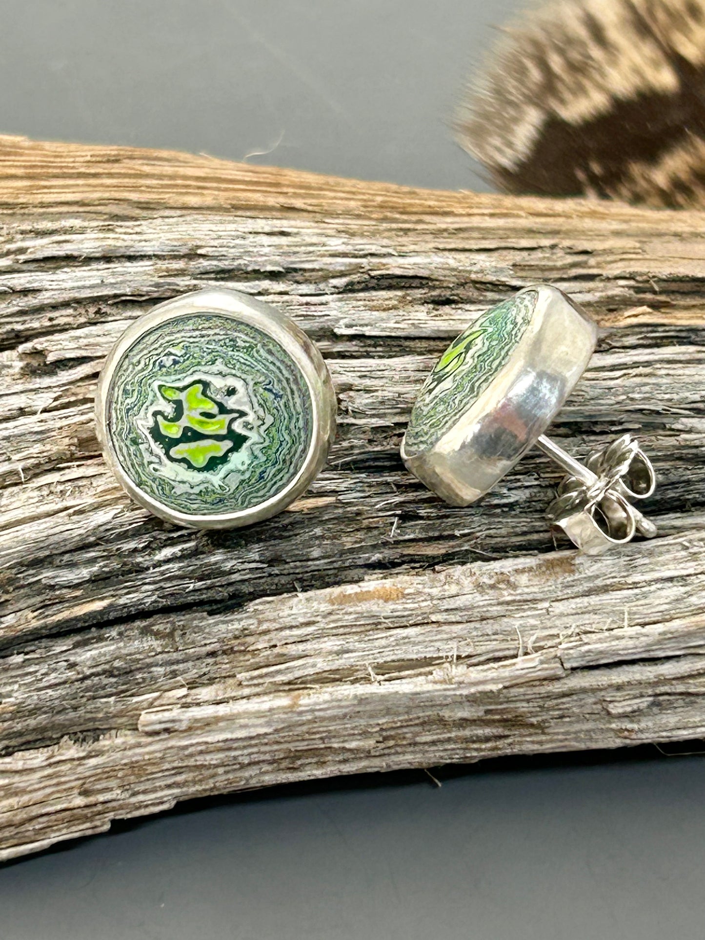 Fordite Sterling Silver Earrings
