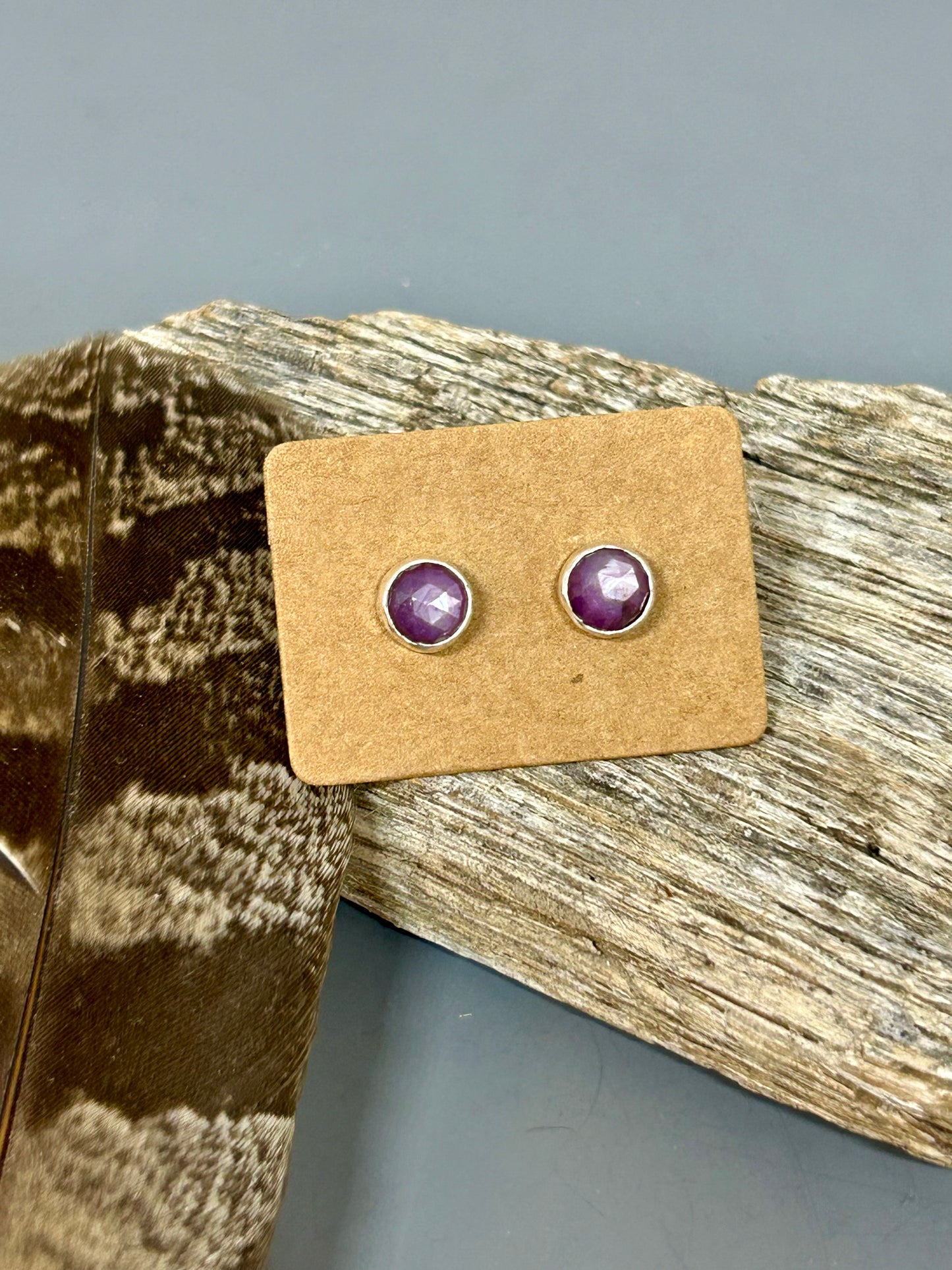 Ruby Sterling Silver Stud Earrings