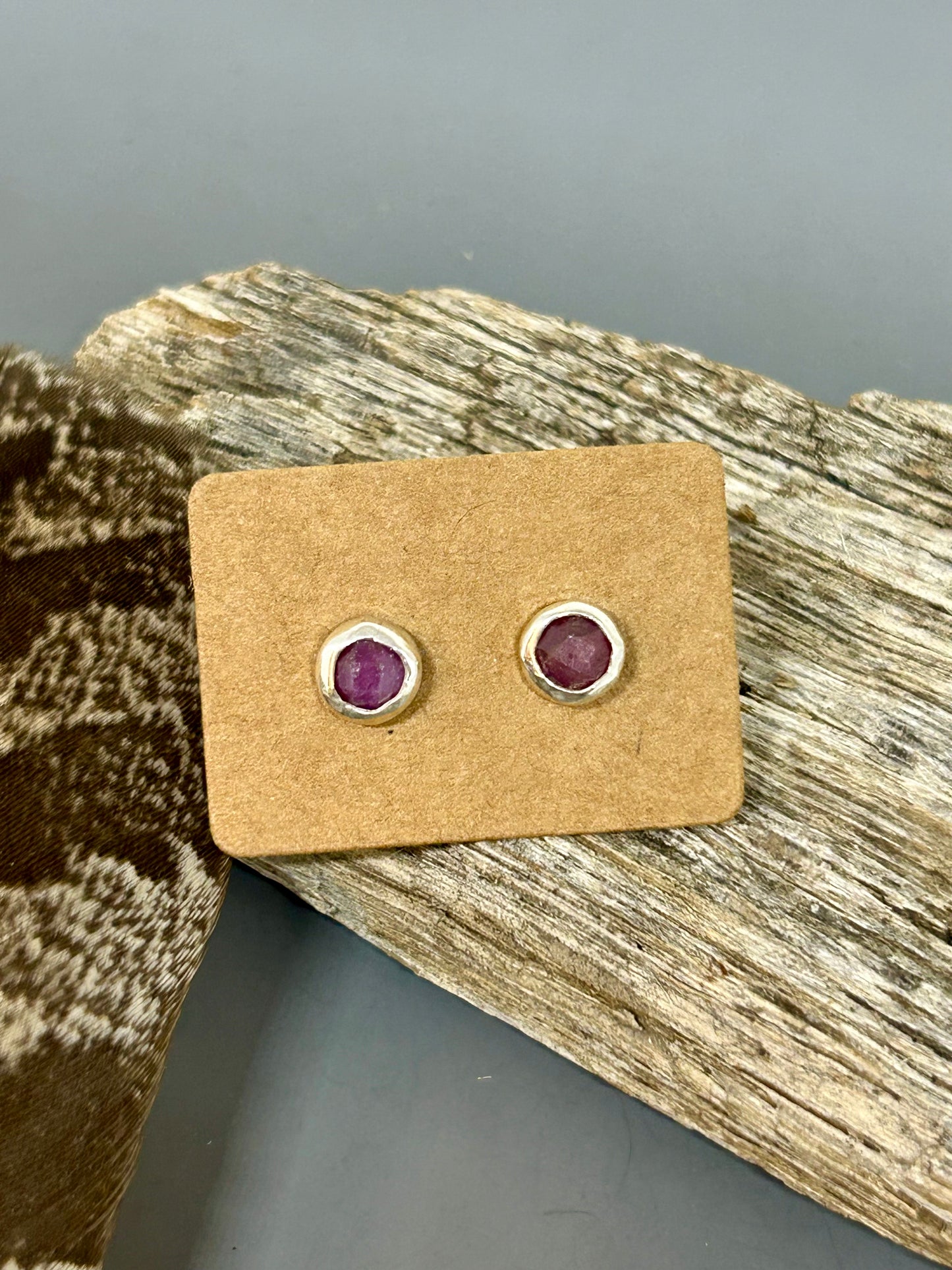 Ruby Sterling Silver Stud Earrings