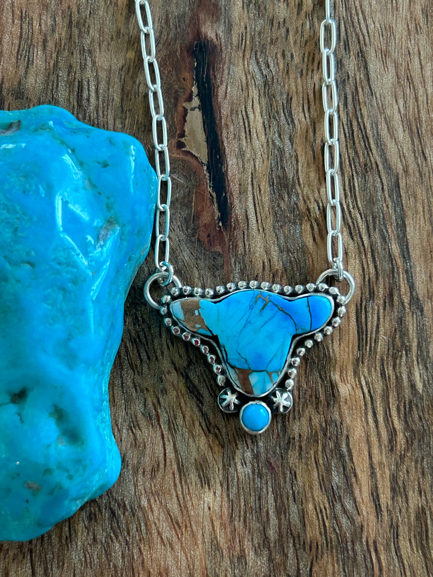 Cow Head Necklace Blue Dahlia