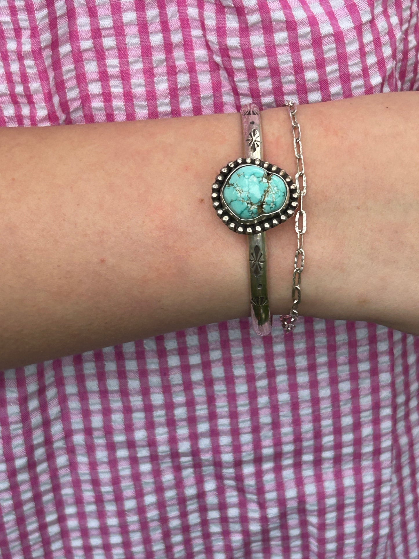 Handmade Godber Turquoise Sterling Silver Cuff Bracelet