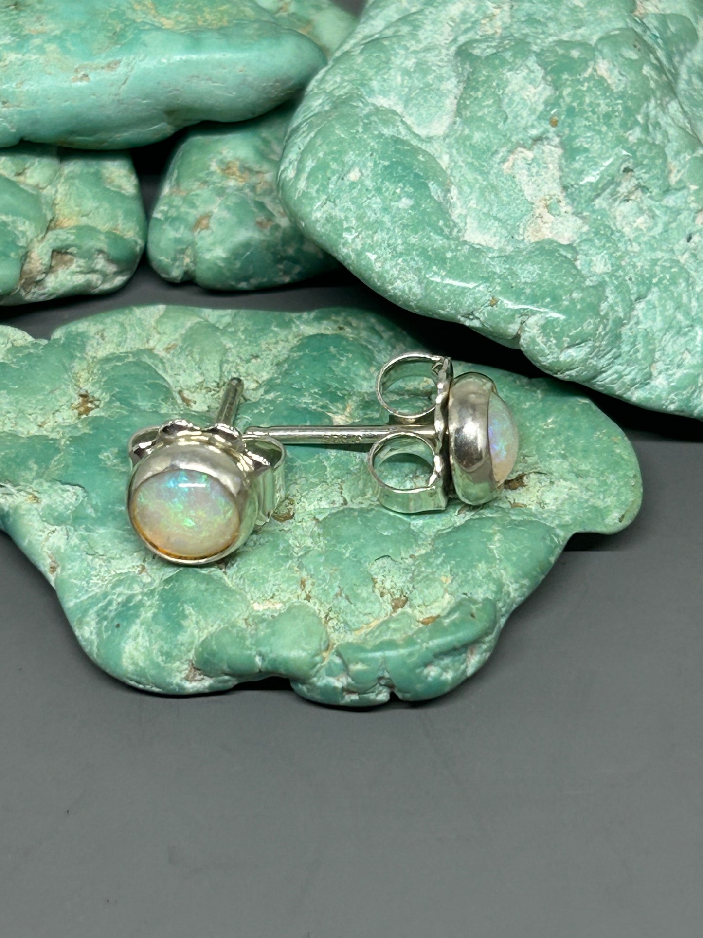 Opal Sterling Silver Stud Earrings
