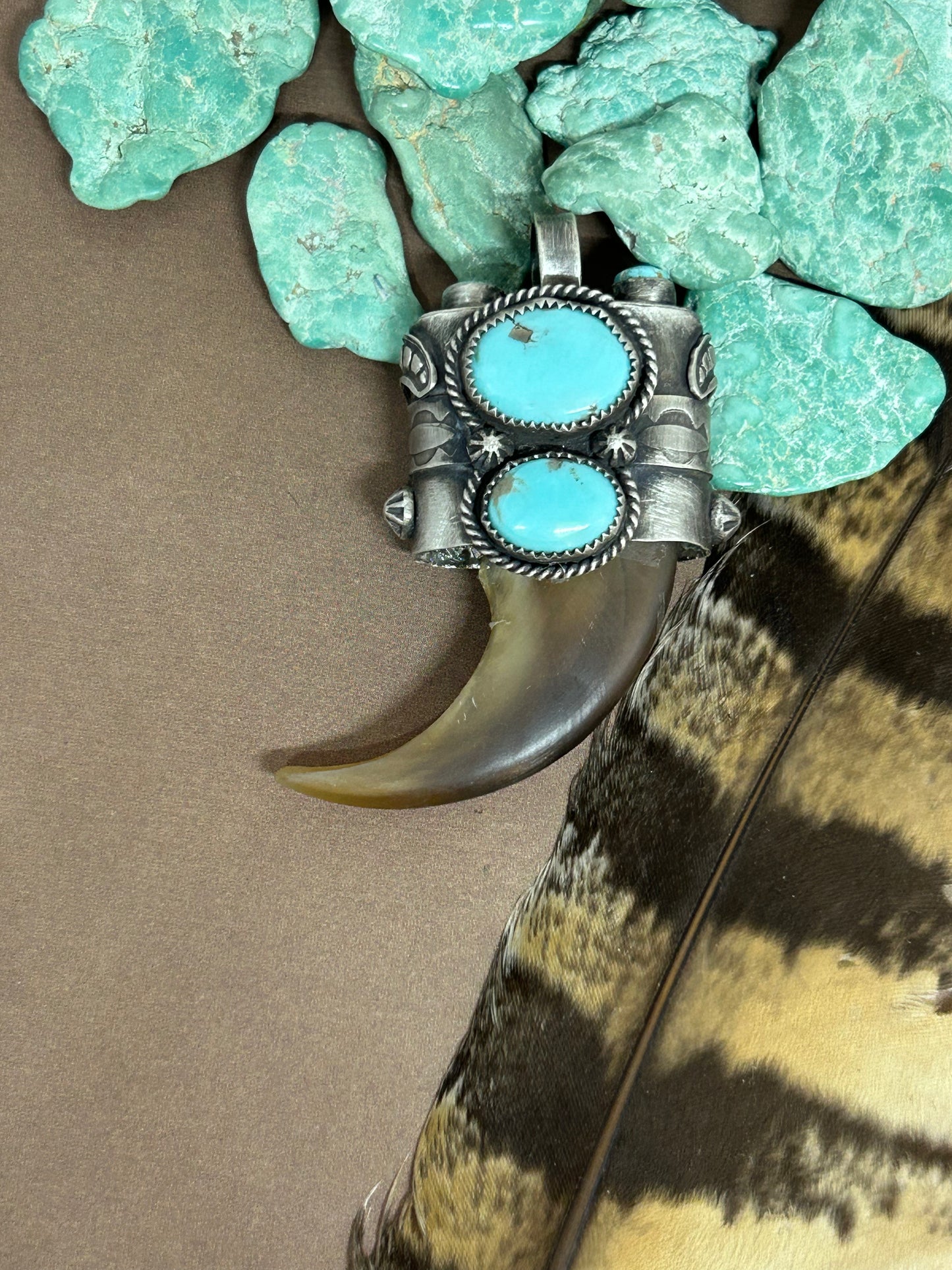Bear Claw Pendant Campitos And Royston Turquoise