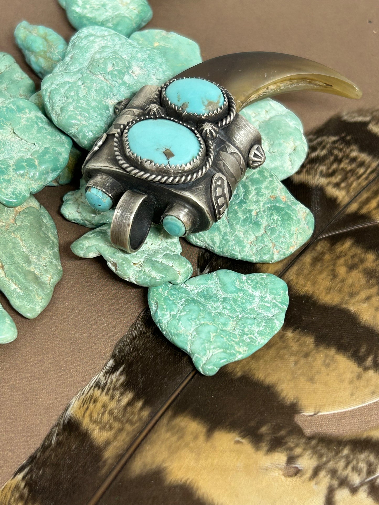 Bear Claw Pendant Campitos And Royston Turquoise