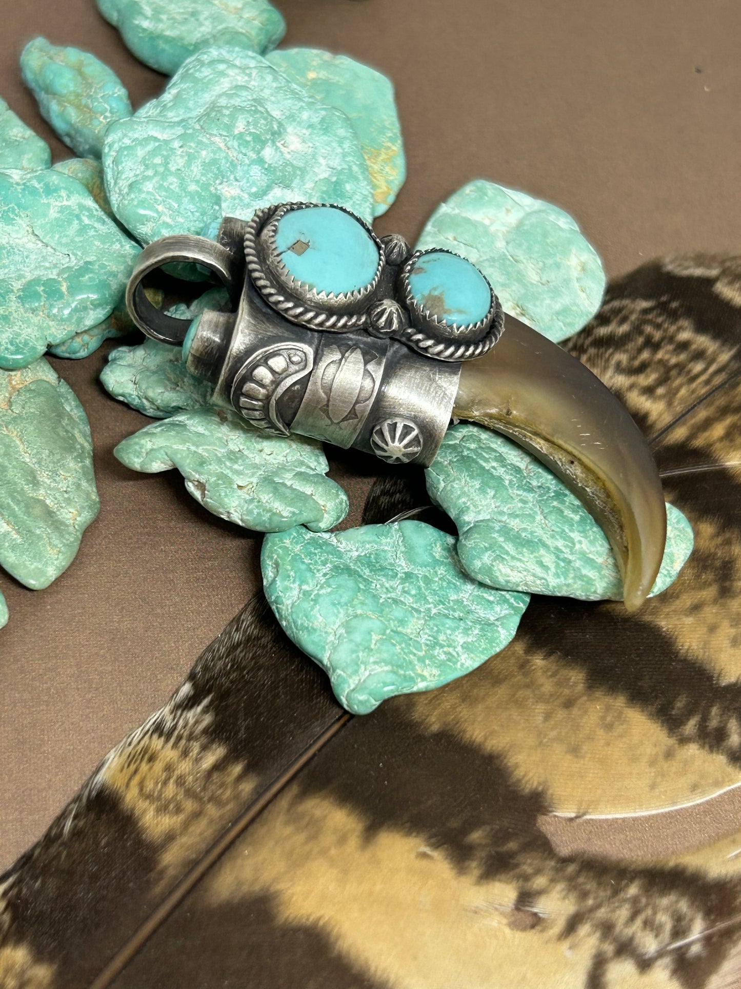 Bear Claw Pendant Campitos And Royston Turquoise