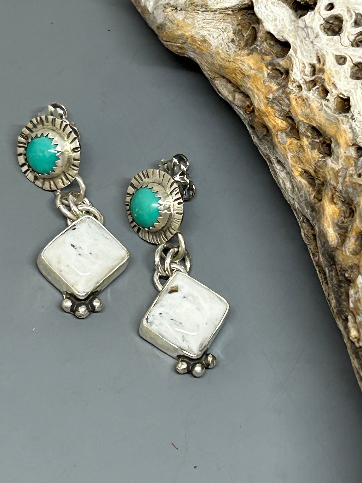 Royston Turquoise White Buffalo Stud Earrings