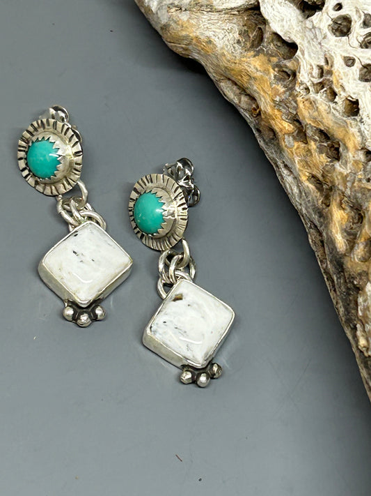 Royston Turquoise White Buffalo Stud Earrings