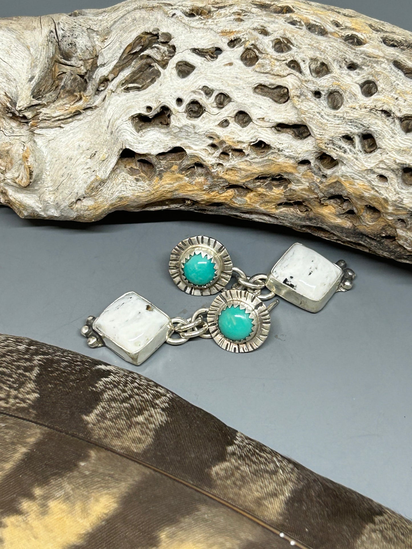 Royston Turquoise White Buffalo Stud Earrings