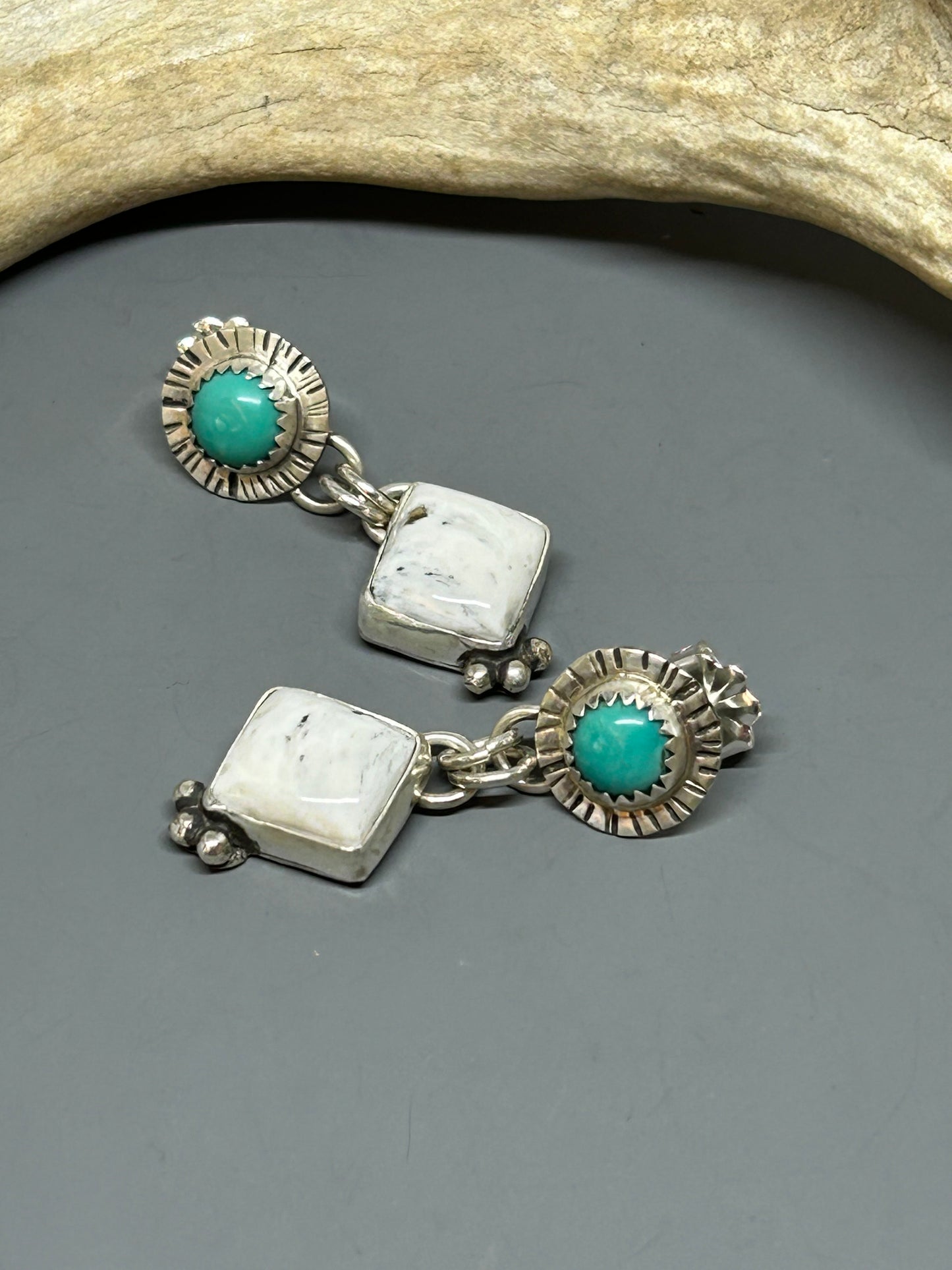 Royston Turquoise White Buffalo Stud Earrings
