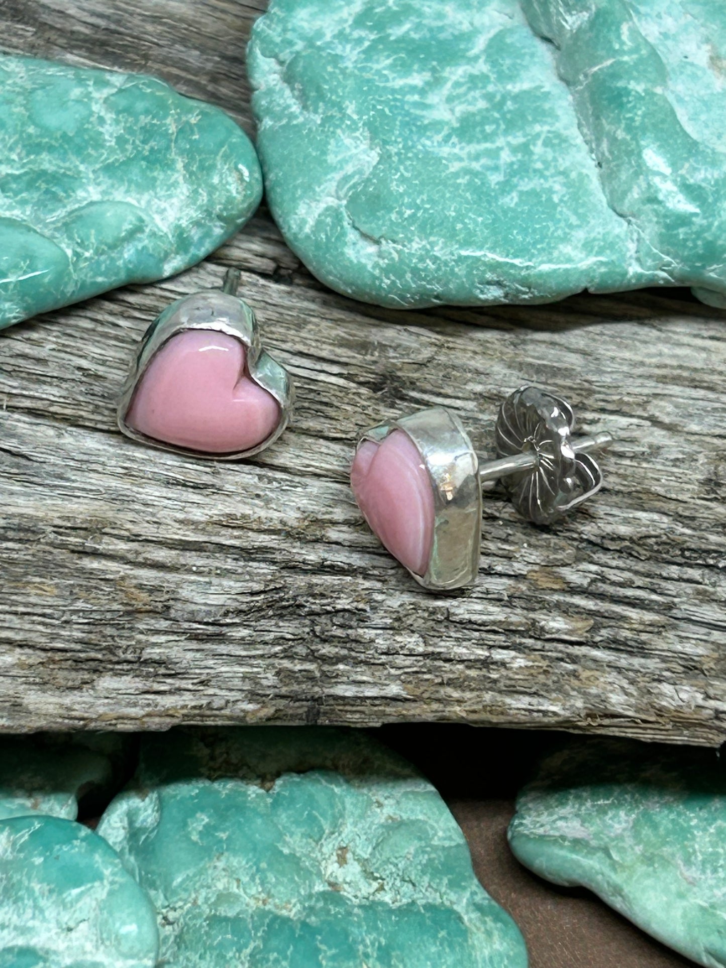 Pink Conch Heart Earrings