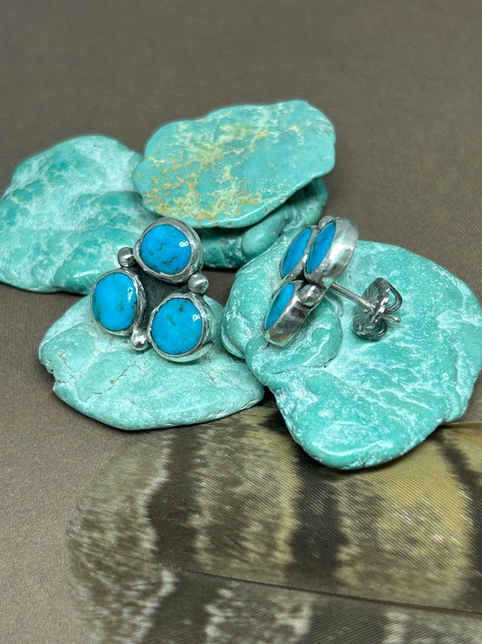 Kingman Turquoise Sterling Silver Stud Earrings