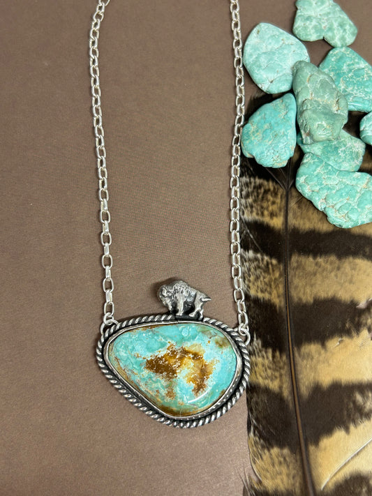 Royston Turquoise Buffalo Sterling Silver Necklace