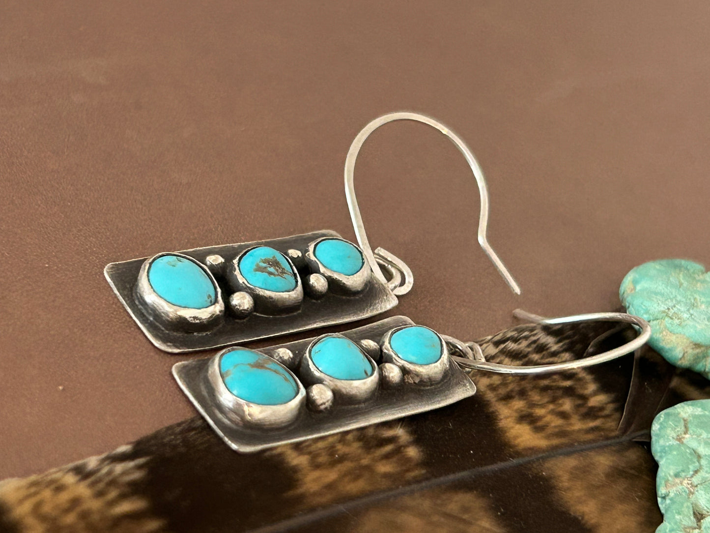 Evans Turquoise Sterling Silver Dangle Earrings