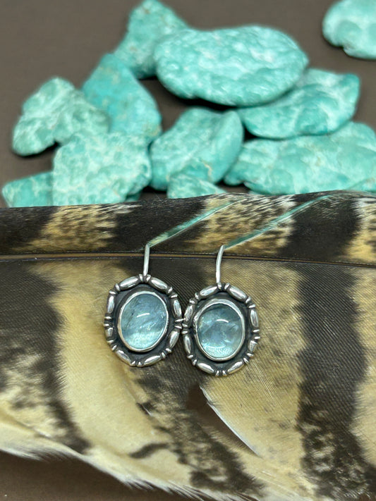 Aquamarine Gemstone Sterling Silver Dangle Earrings
