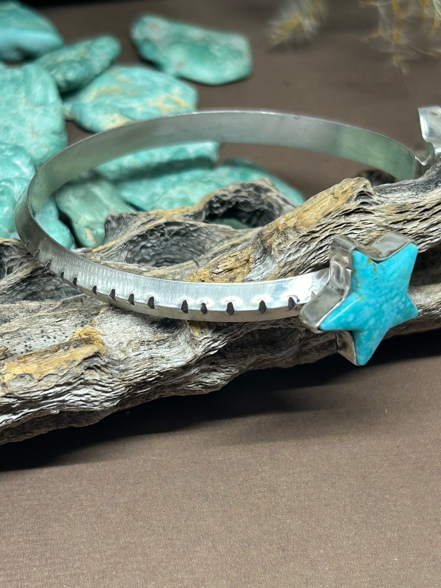 Sterling Silver Sonoran Blue Turquoise Reverse Cuff