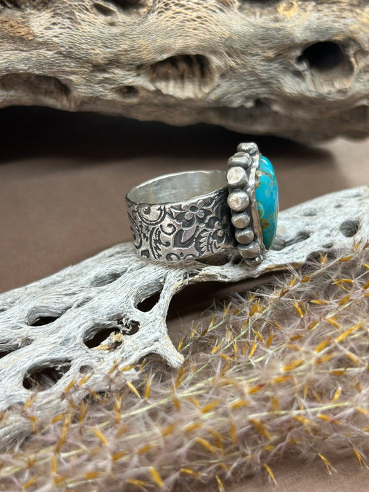 Kingman Turquoise Sterling Silver Size 8 Heart Ring