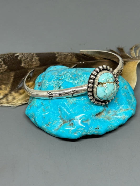 Handmade Godber Turquoise Sterling Silver Cuff Bracelet