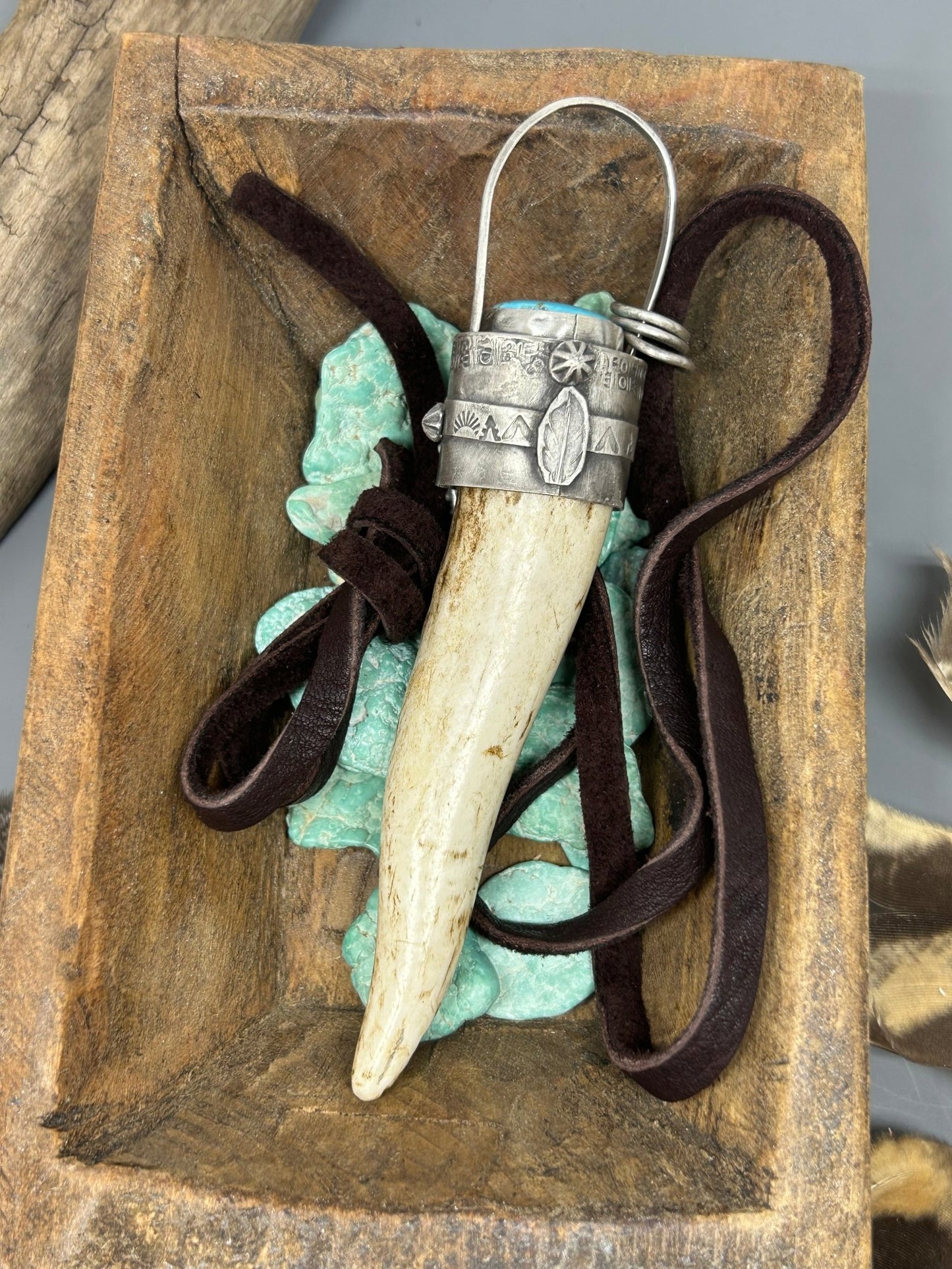 Antler Talisman Kingman and Pilot Mountain Turquoise - Taylor Made Silver