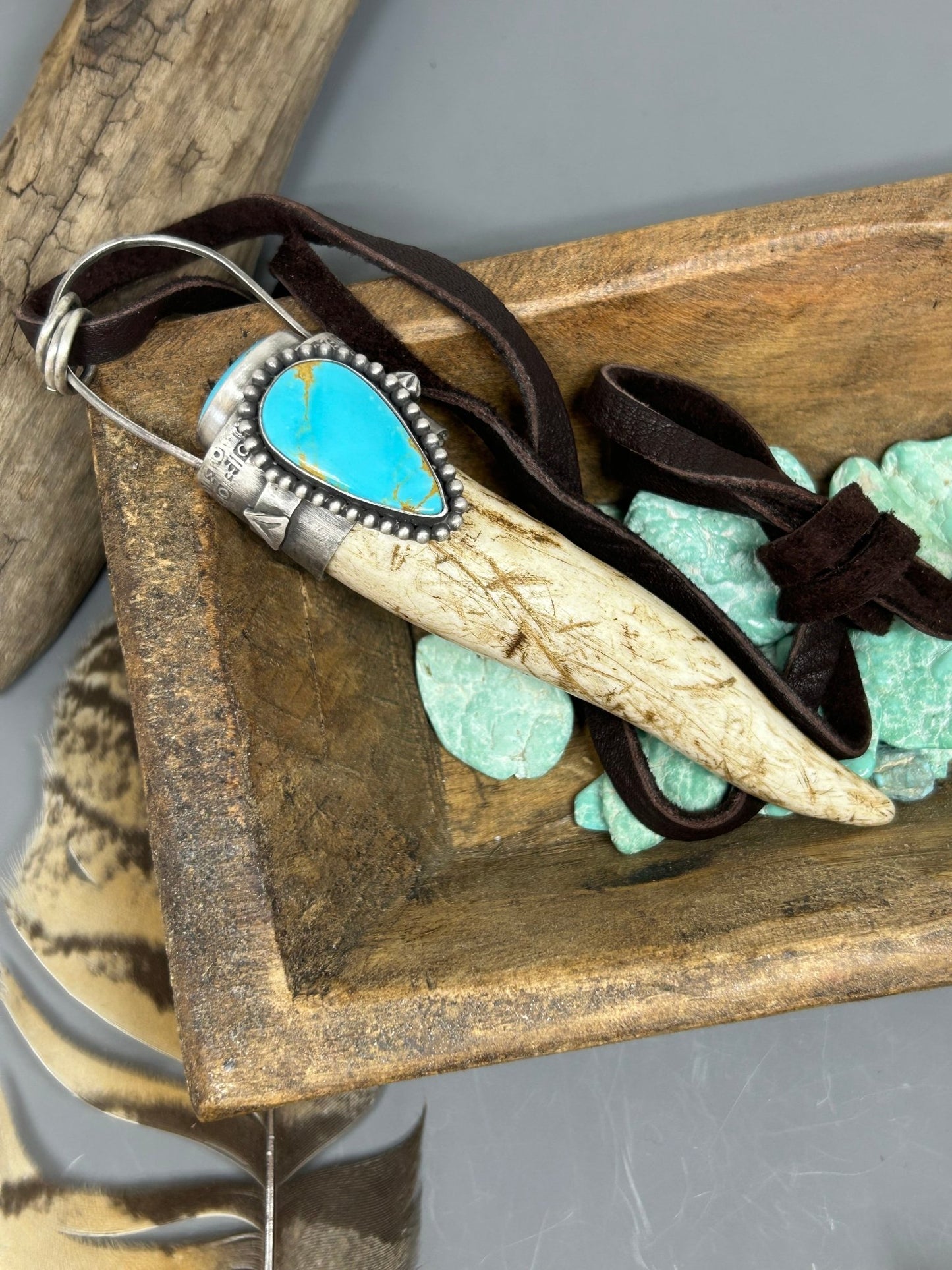 Antler Talisman Kingman and Pilot Mountain Turquoise - Taylor Made Silver