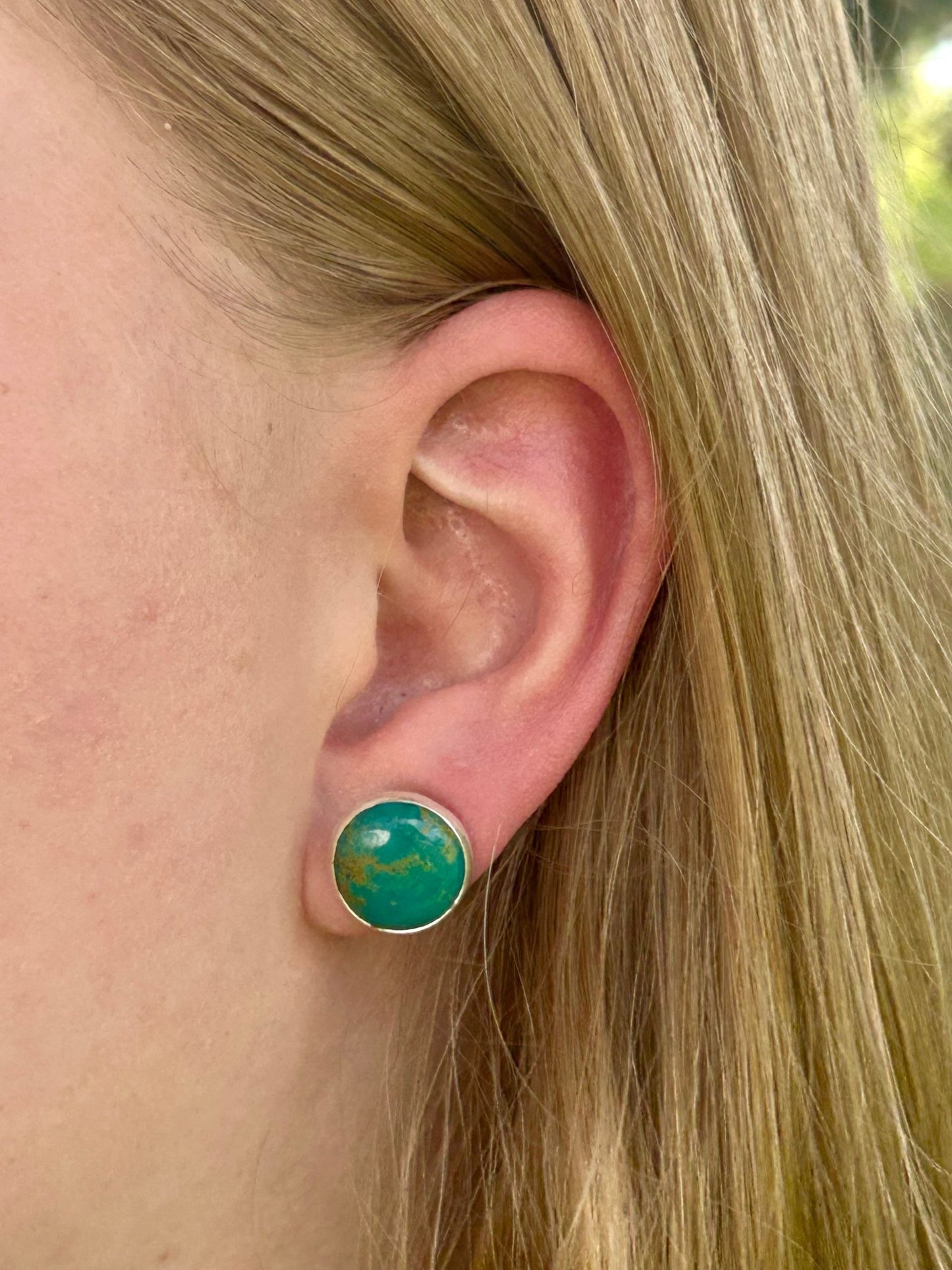 Chubbies, Alpine Village Turquoise And Sterling Silver Stud Earrings - Taylor Made Silver