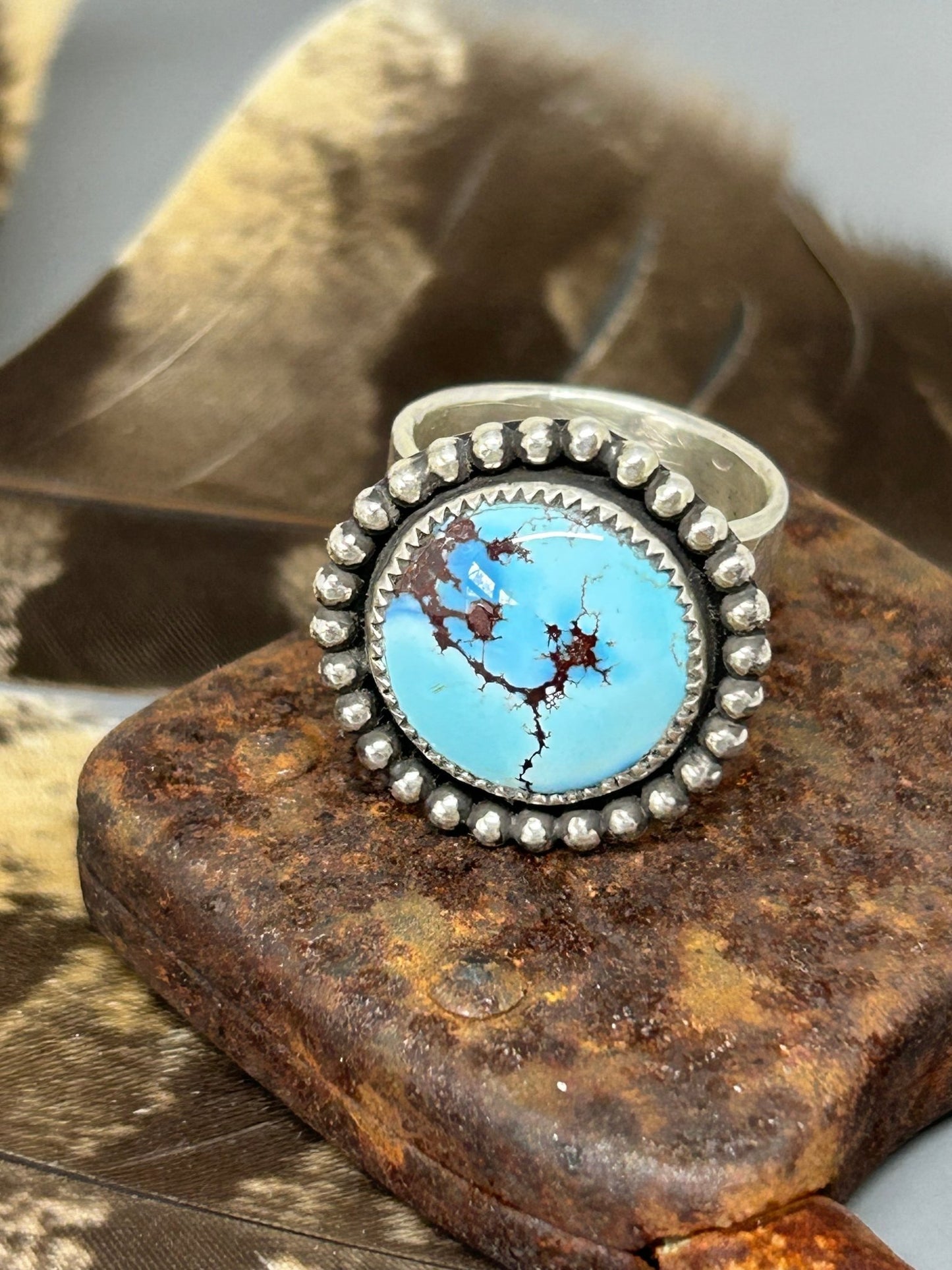 Golden Hills Sterling Silver Turquoise Ring Size 8 - Taylor Made Silver