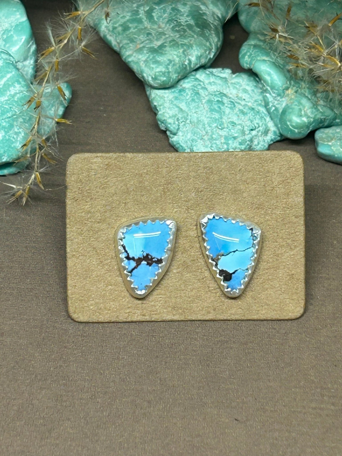 Golden Hills Turquoise Sterling Silver Studs Triangle - Taylor Made Silver