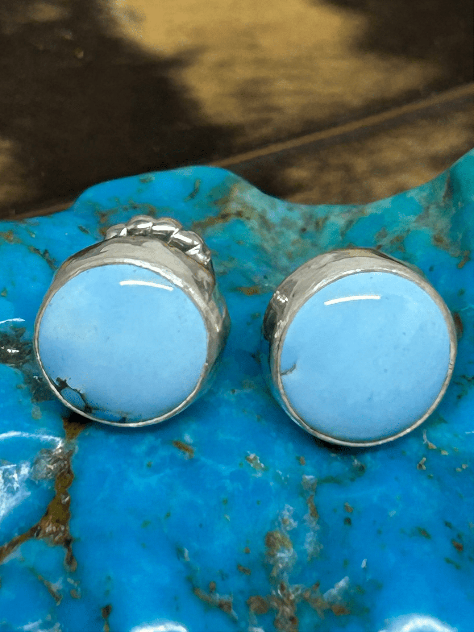 Golden Hills Turquoise set in sterling silver with sterling posts and ear backs.