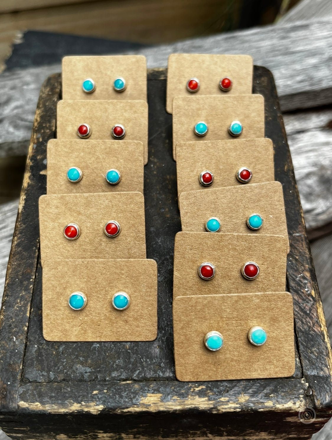 Minimalist Round Sterling Silver Coral Stud Earrings - Taylor Made Silver