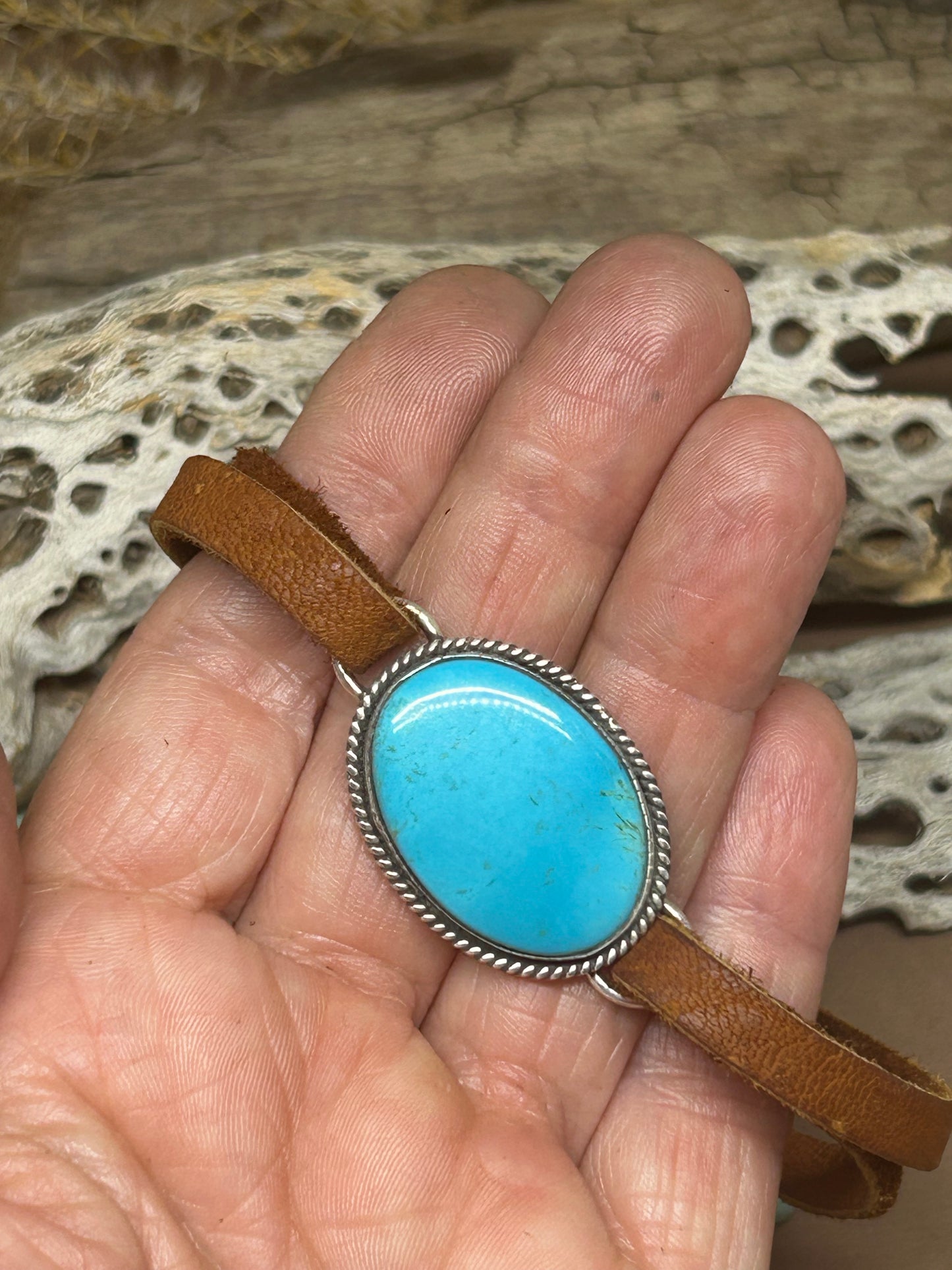Sierra Nevada Turquoise Leather Slide Bracelet