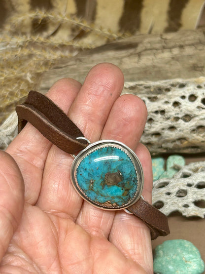 Nacozaria Turquoise Leather Slide Bracelet