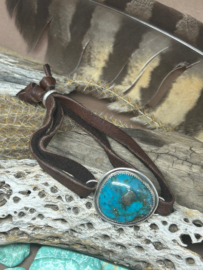 Nacozaria Turquoise Leather Slide Bracelet