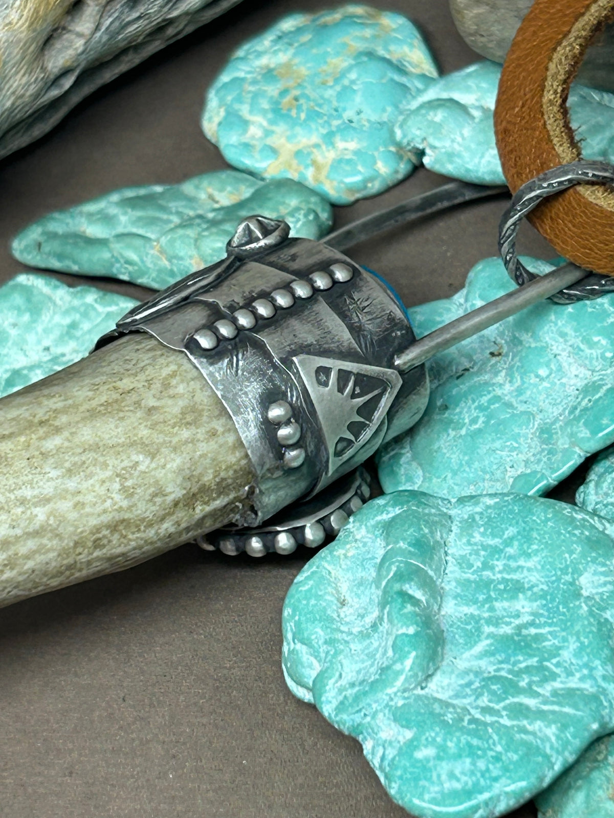 The Transformation Antler Blue Gem Turquoise Sterling Silver