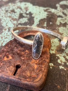 Hematite Sterling Silver Reverse Cuff Bracelet