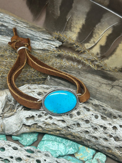 Sierra Nevada Turquoise Leather Slide Bracelet