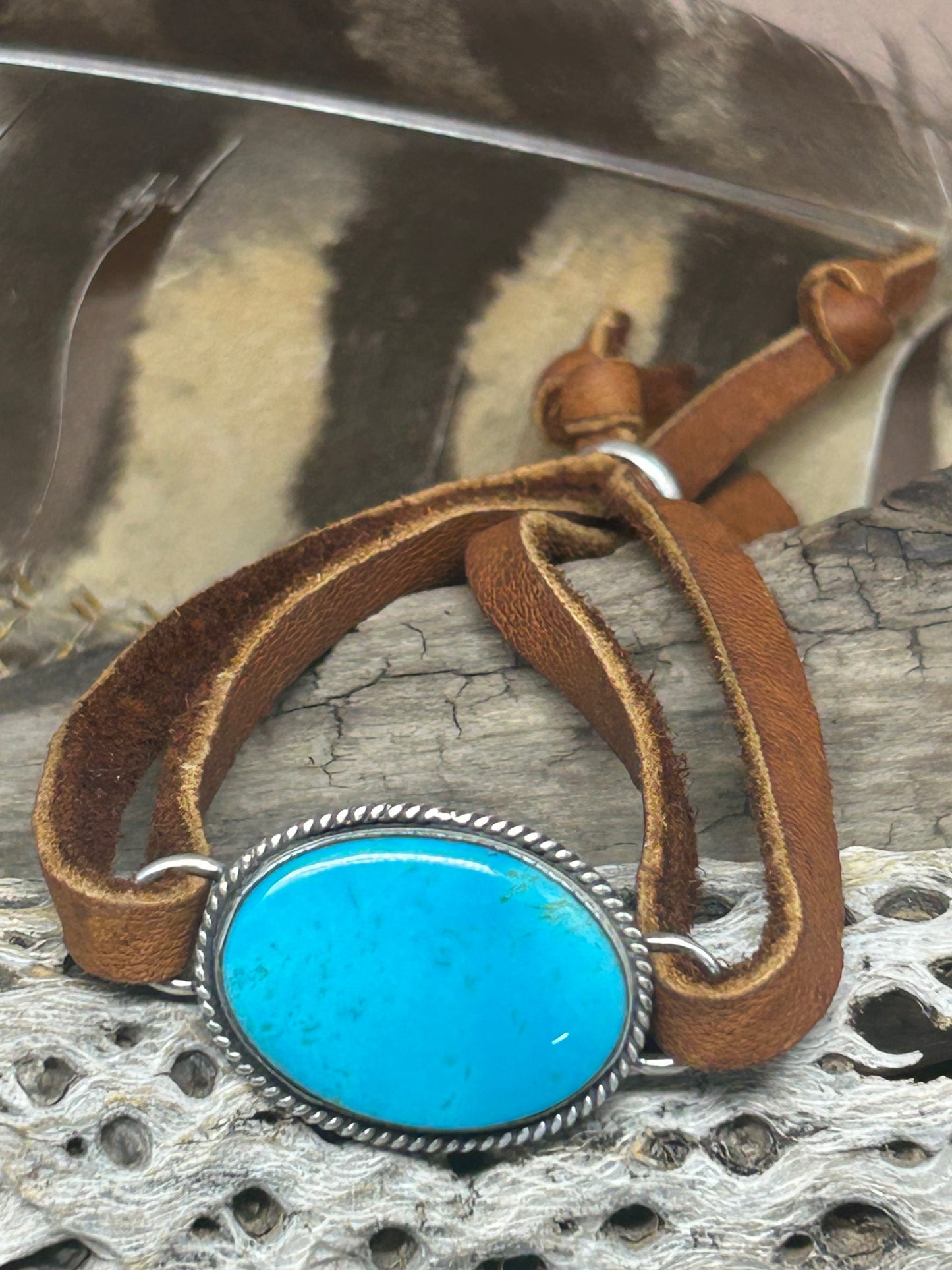 Sierra Nevada Turquoise Leather Slide Bracelet
