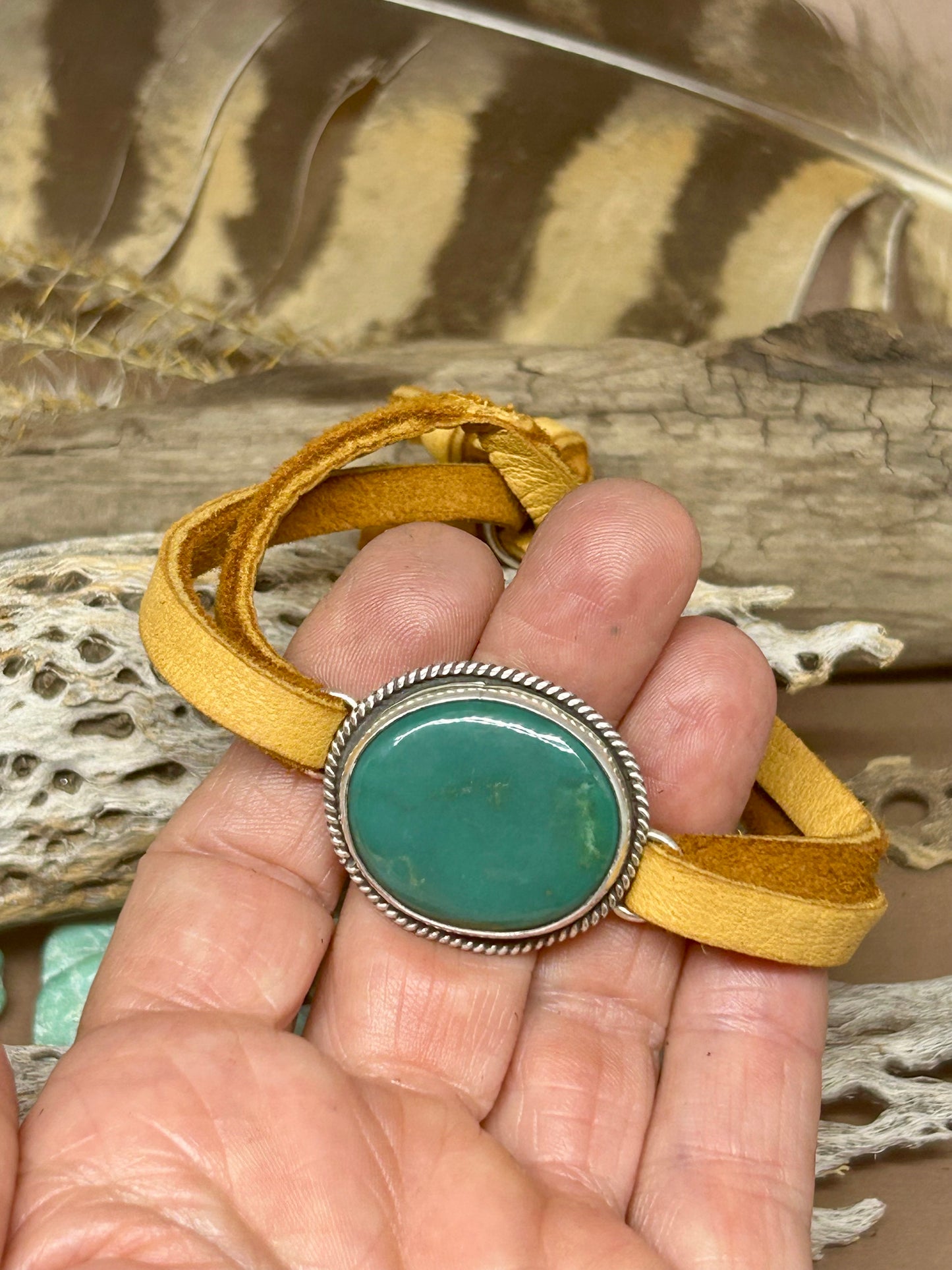 Royston Turquoise Leather Slide Bracelet