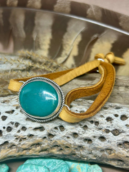 Royston Turquoise Leather Slide Bracelet