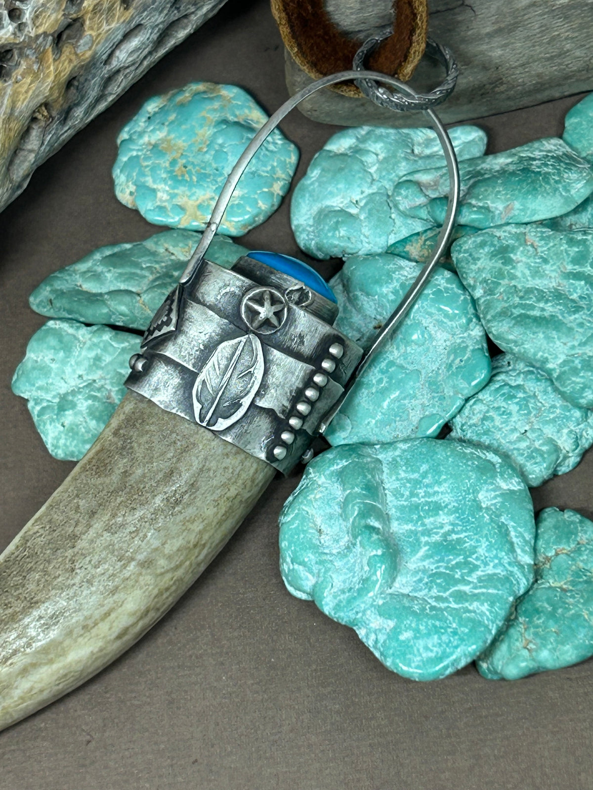 The Transformation Antler Blue Gem Turquoise Sterling Silver