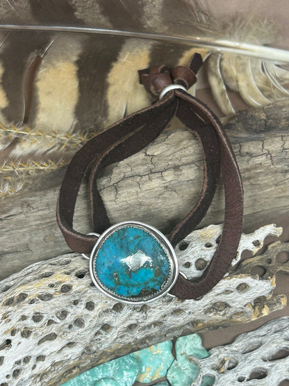 Nacozaria Turquoise Leather Slide Bracelet