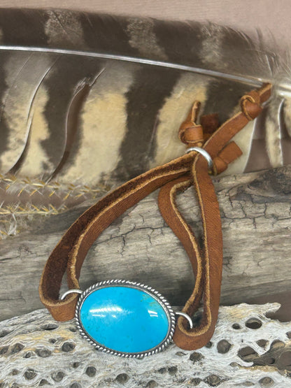 Sierra Nevada Turquoise Leather Slide Bracelet