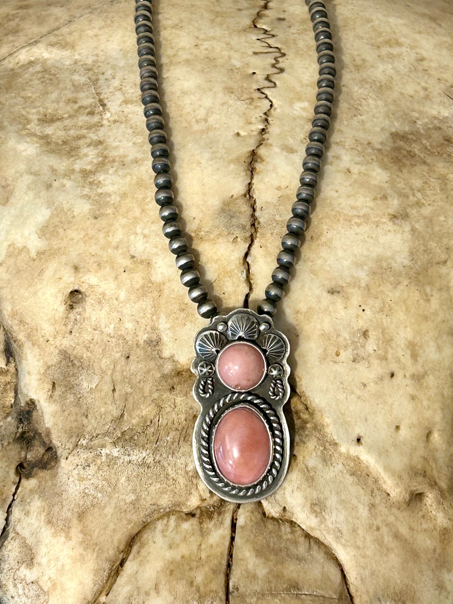 Natural Pink Opal Sterling Silver Desert Maiden Pendant