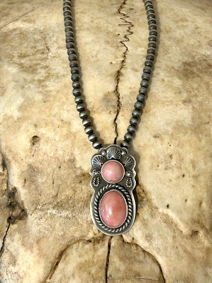 Natural Pink Opal Sterling Silver Desert Maiden Pendant