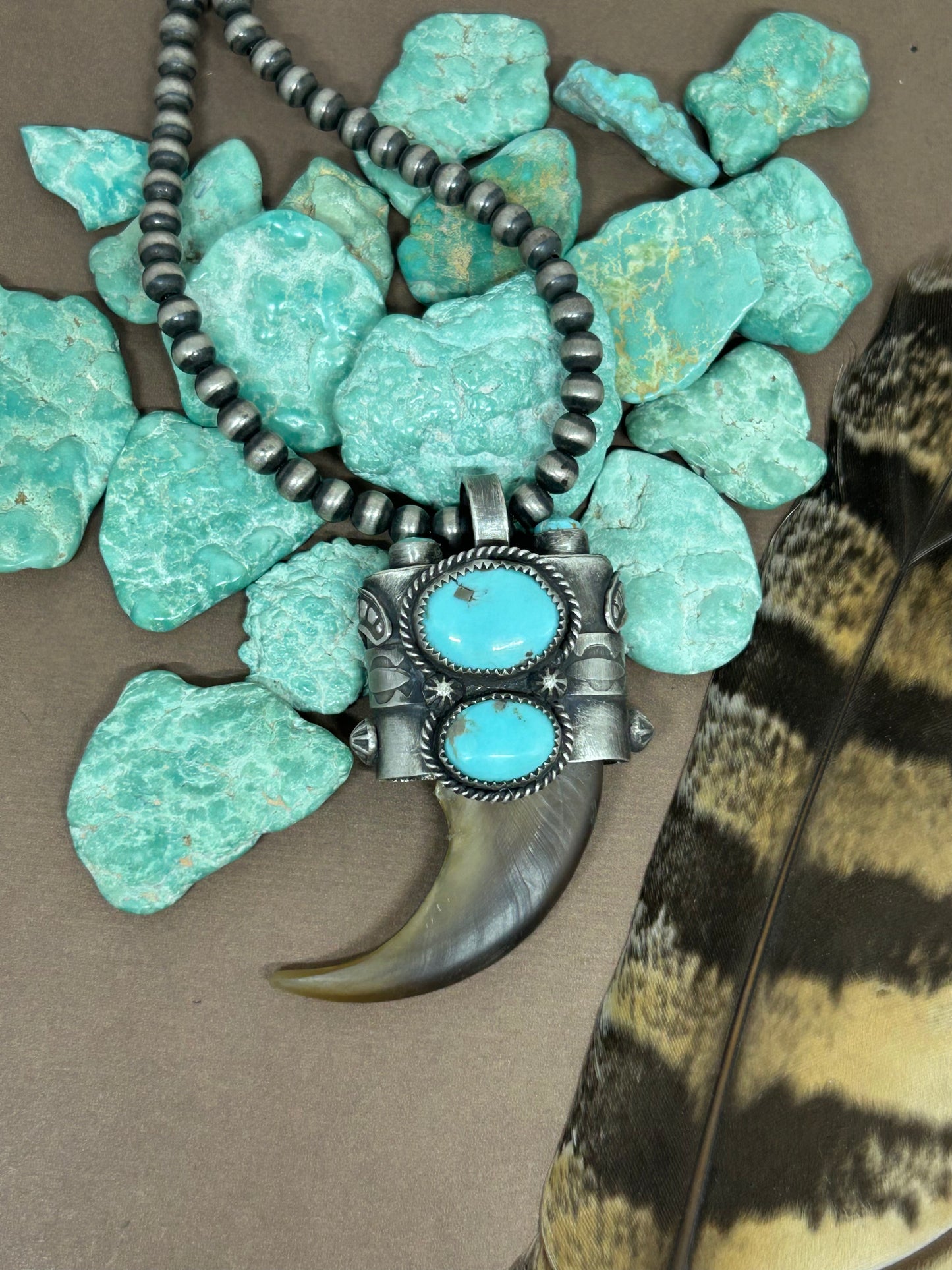 Bear Claw Pendant Campitos And Royston Turquoise