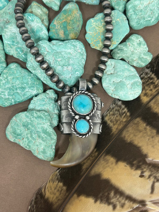 Bear Claw Pendant Sierra Bella Turquoise And Sleeping Beauty Turquoise