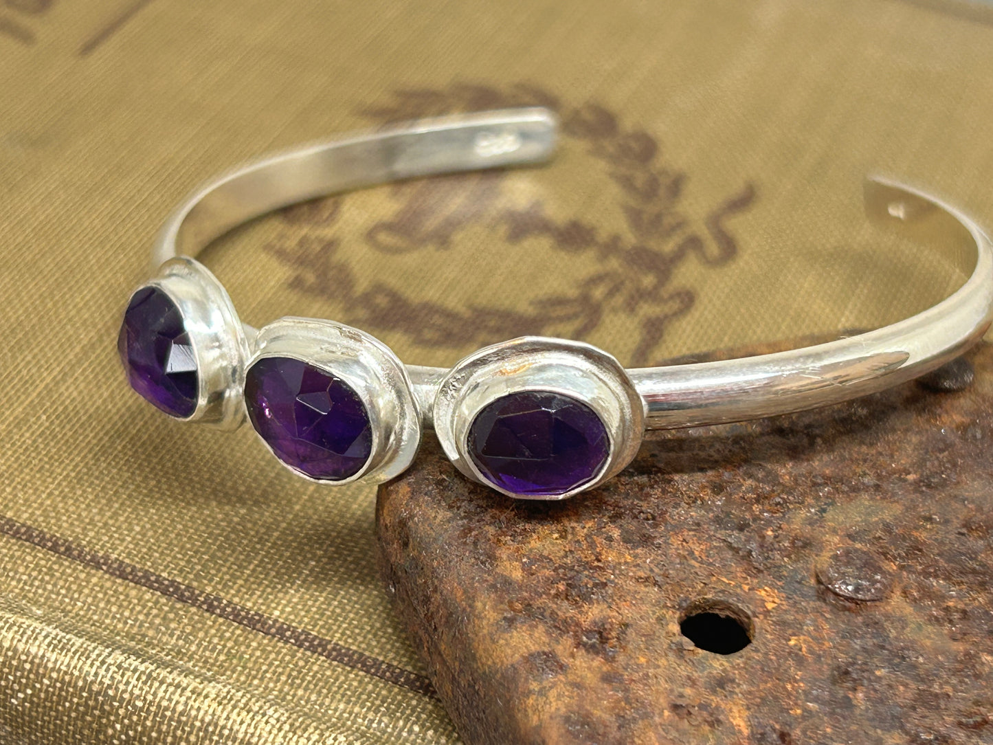 Amethyst Sterling Silver Cuff Bracelet