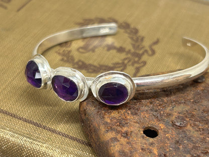 Amethyst Sterling Silver Cuff Bracelet