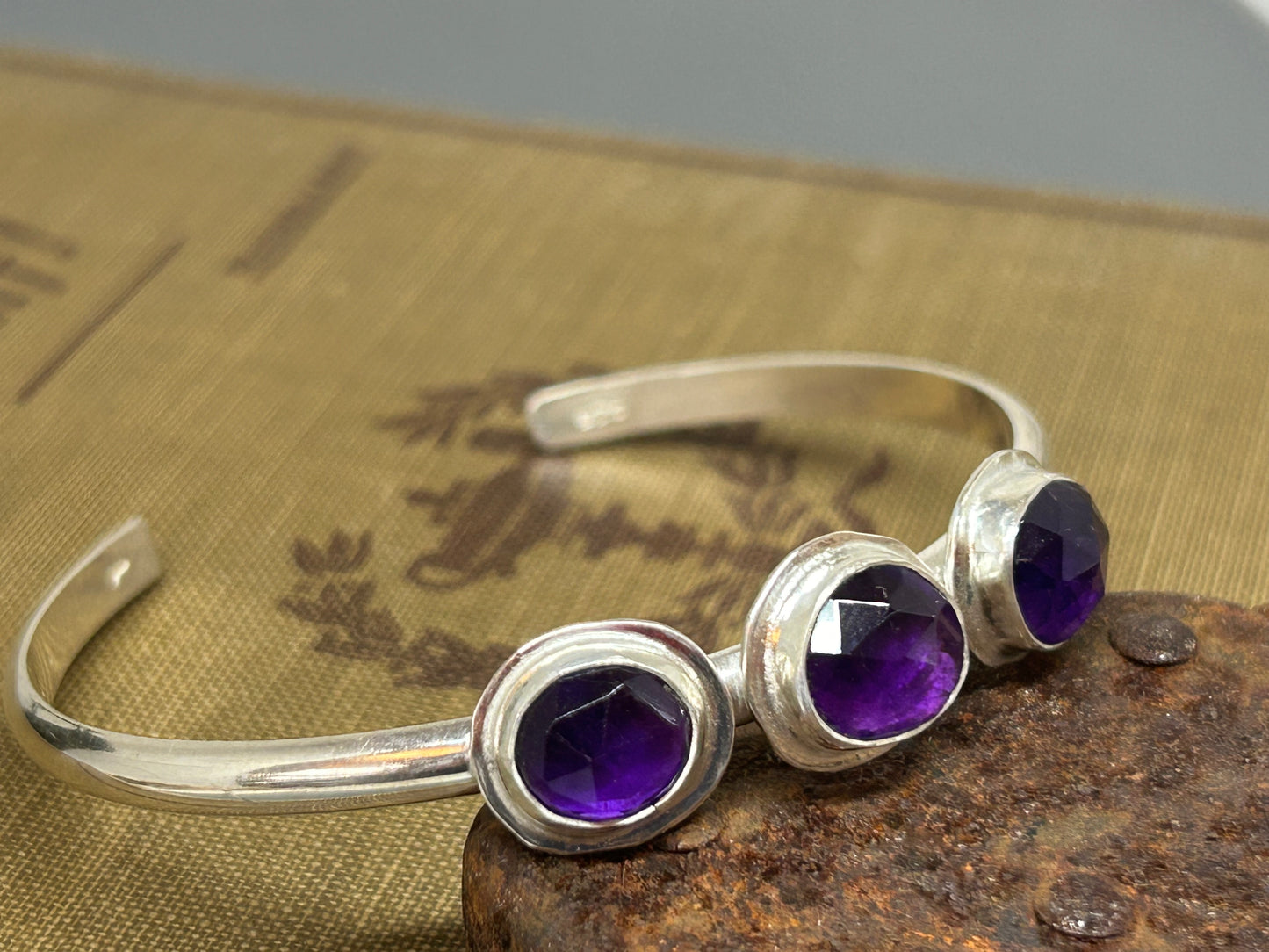 Amethyst Sterling Silver Cuff Bracelet