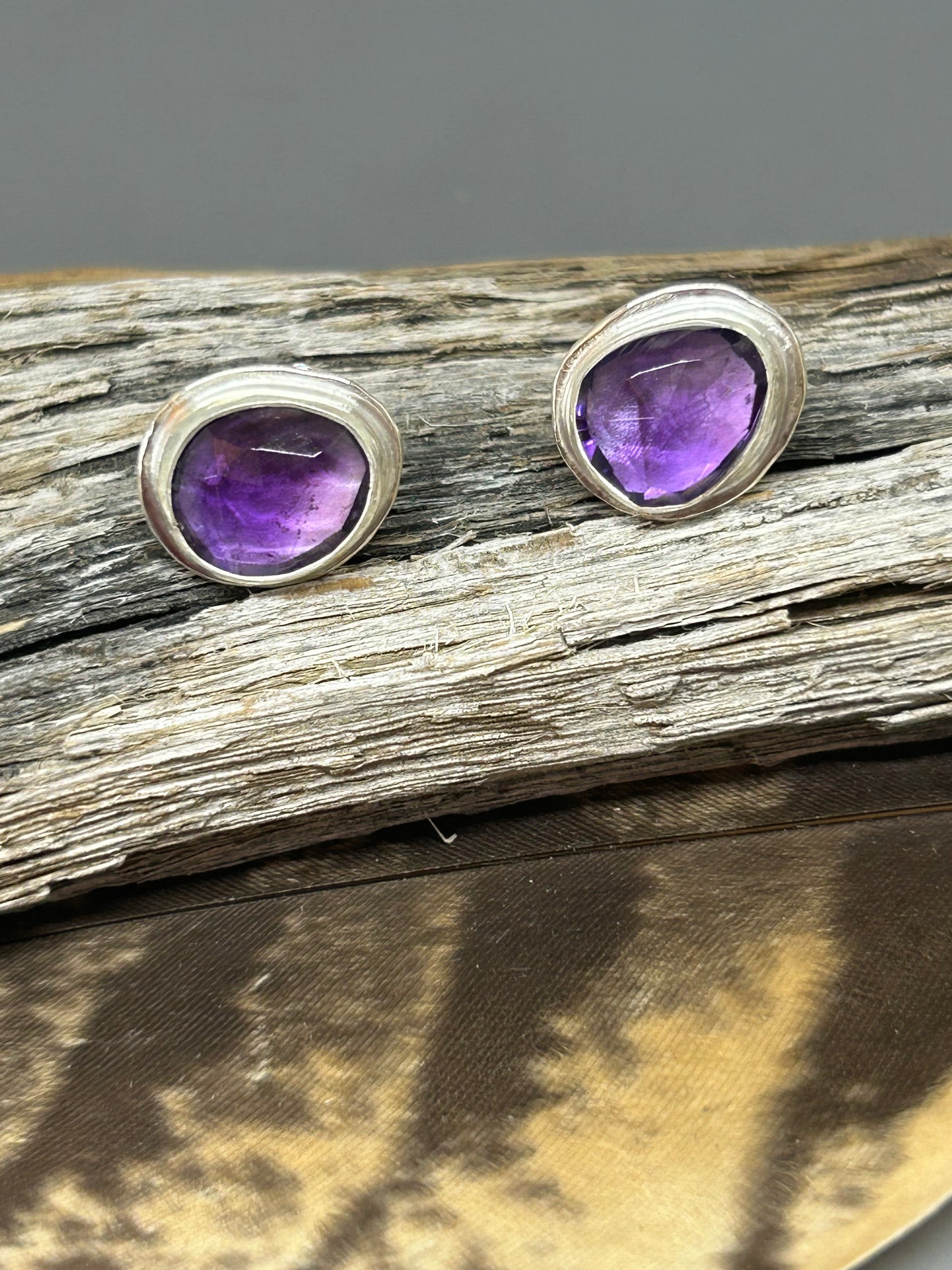 Amethyst Sterling Silver Stud Earrings.