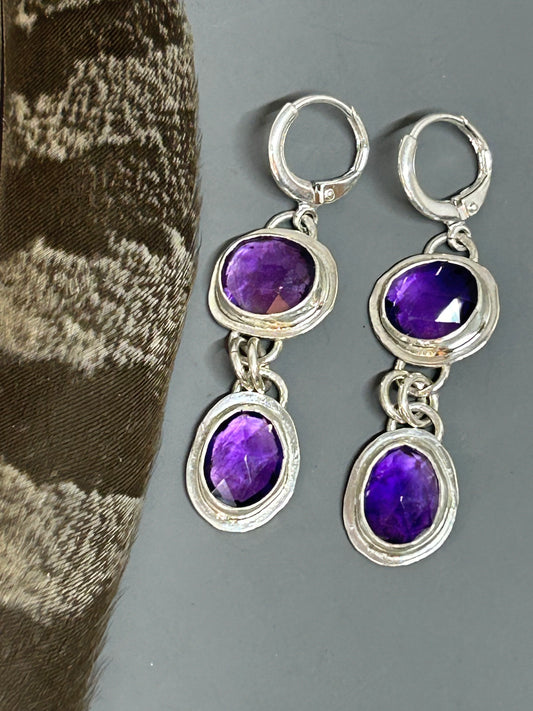 Amethyst Sterling Silver Dangle Earrings