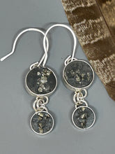 Load image into Gallery viewer, Pyrite In Slate Dangle Earrings
